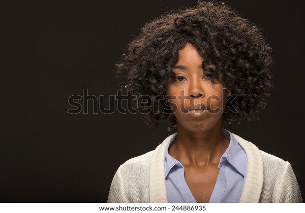 Young African American Black Woman Serious Stock Photo 244886935 ...