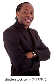 Young African American Businessman Folding Arms