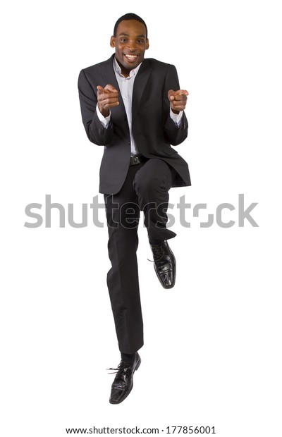 Young African American Businessman Showing Motivational Stock Photo ...