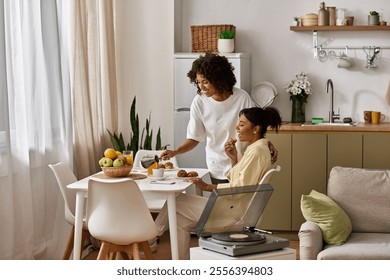 A young African American couple shares a warm breakfast together, enjoying each others company. - Powered by Shutterstock