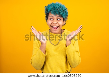 young african american girl or woman isolated on color background
