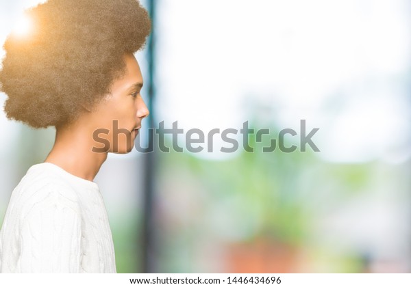 Young African American Man Afro Hair Stock Photo Edit Now 1446434696