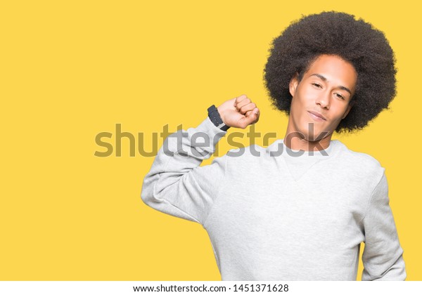 Young African American Man Afro Hair Royalty Free Stock Image