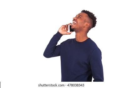 Young African American man making a phone call on her smartphone - Black teenager people - Powered by Shutterstock