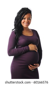 Young African american Mother pregnant isolated on a white background