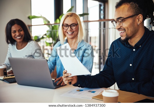 Young African American Office Worker Smiling Stock Photo 1384937300 ...