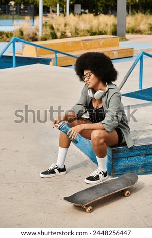Image, Stock Photo Surfskateboarding in a sitting position