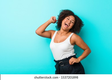 Young African American Woman Dancing And Having Fun.