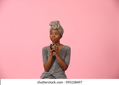 Young African American Woman With Head Wrap.