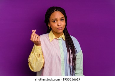 Young African American Woman Isolated On Yellow Background Showing That She Has No Money.