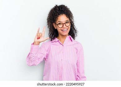 Young African American Woman Isolated Showing A Horns Gesture As A Revolution Concept.