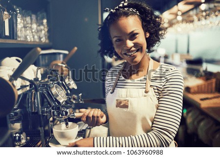 Similar – Image, Stock Photo Espresso maker and small cup in front of blue sky and the coast of Crete