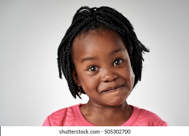 Young African Black Child Making Funny  Silly Face