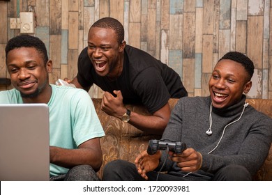 Young African Friends Playing Video Games Together