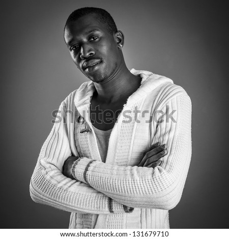 Similar – Image, Stock Photo African student with a bald head wearing a white shirt