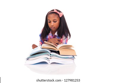 young african Student isolated read a book