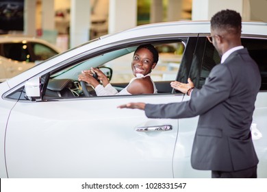 Young African Woman Surprised By New Car, Gift For My Beautiful Wife