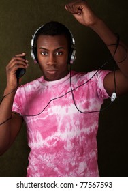 Young African-American Man In Tie Dye Shirt Dances