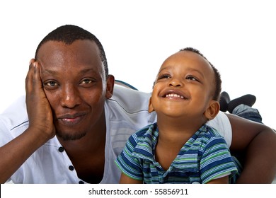 Young afro american family in a studio setting.