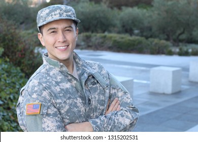 Young American Soldier With Arms Crossed