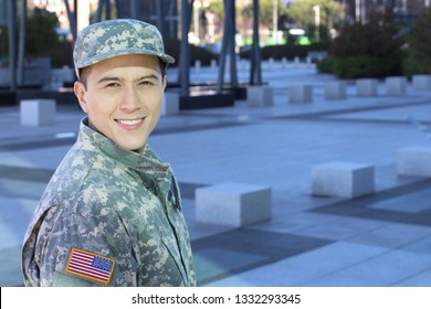 Young American Soldier With Copy Space