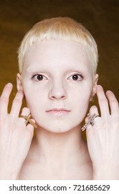 Young Androgynous Girl White Hair Studio Stock Photo 721685629 ...