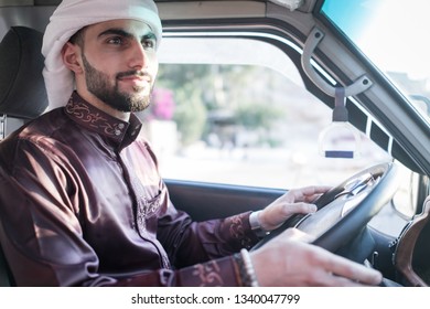 Young Arab Man Driving