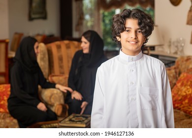 Young Arabian Boy Smiling At Home 