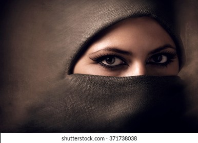 Young arabian woman in hijab. Yashmak.  - Shutterstock ID 371738038