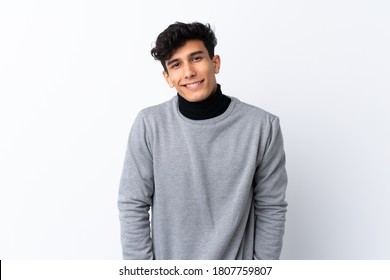 Young Argentinian Man Over Isolated White Background Laughing