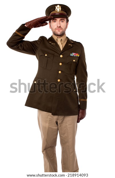 Young Army Man Saluting Isolated On Stock Photo (Edit Now) 218914093