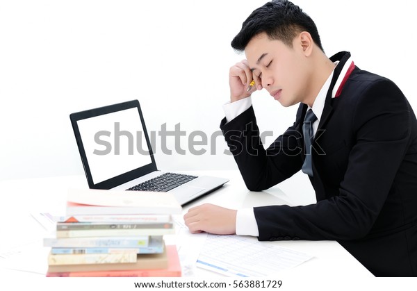 Young Asia Businessman Sitting Desk Office Stock Photo Edit Now