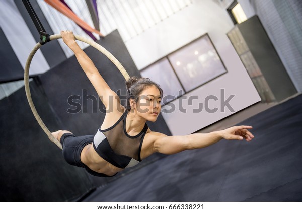 Young Asian Acrobatic Woman Doing Her Stock Photo Edit Now 666338221