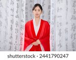 Young Asian beauty in red Hanfu