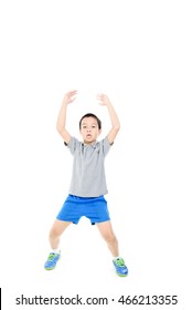 Young Asian Boy Jumping Jack Fitness On White Background