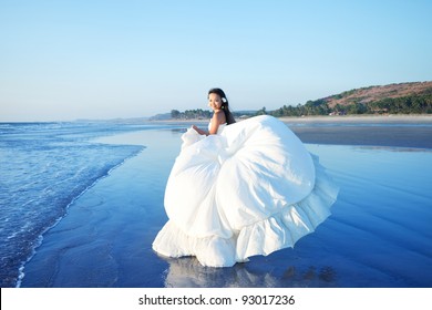 Young Asian bride in a beautiful dress