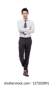 Young Asian Business Man Isolated On White Background.