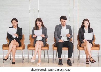 Young Asian Business People Waiting Interview Stock Photo 1450577729 ...