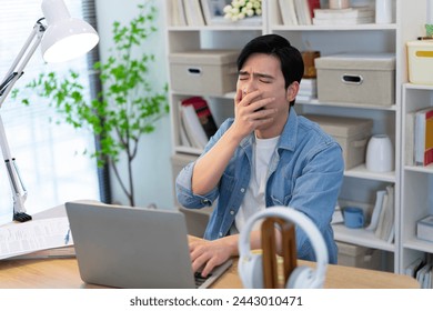 Young Asian businessman working at home