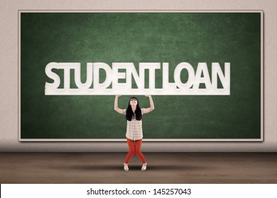 Young Asian College Student Hold A Sign Of Student Loan