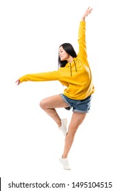 Young Asian Dancer Over Isolated White Background