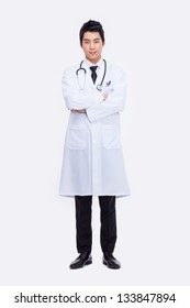 Young Asian Doctor Isolated On White Background.