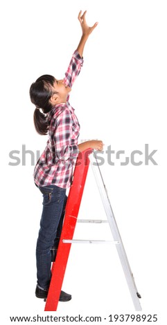 Asian girl on ladder Asian pink pussy