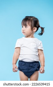 Young asian girl portrait over blue background - Shutterstock ID 2226539415