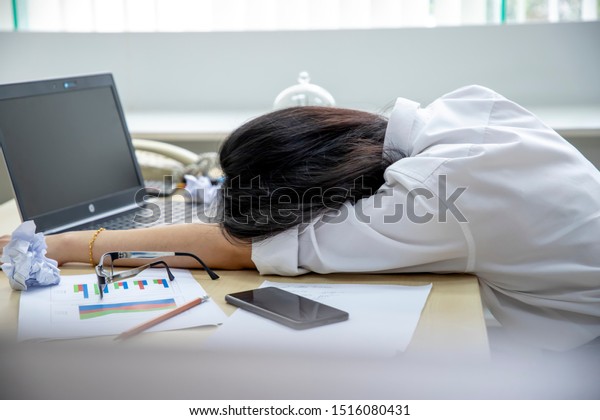 Young Asian Office Woman Sleep On Stock Photo Edit Now 1516080431