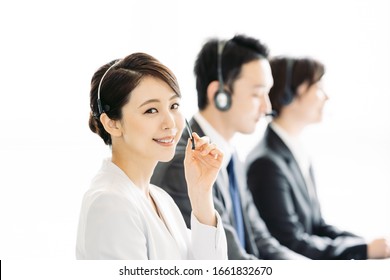 Young asian operators concept. Customer support. Call center.