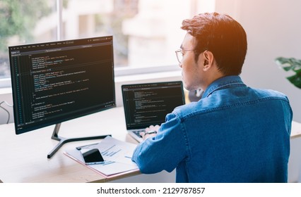 Young Asian programmer working at office - Shutterstock ID 2129787857