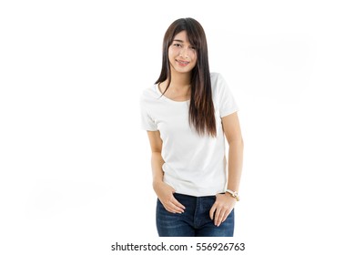 Young Asian Student Isolated On White Background.