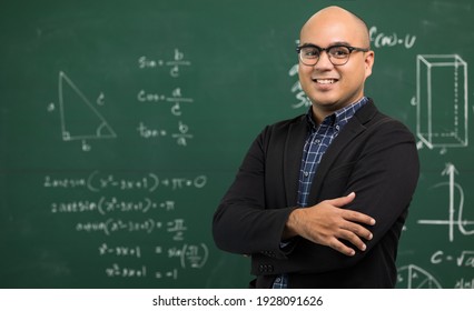 Young Asian Teacher Man Teaching Video Conference With Student. Male Indian Teacher Training The Mathematics In Classroom From Online Course.