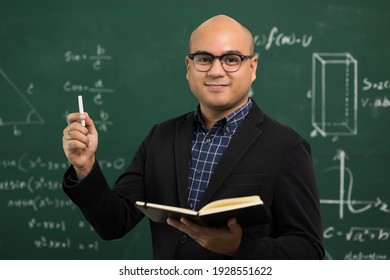 Young Asian Teacher Man Teaching Video Conference With Student. Male Indian Teacher Training The Mathematics In Classroom From Online Course.